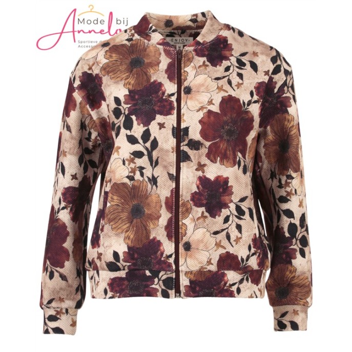 Enjoy Bomber jasje 183680 bloemprint Port camel